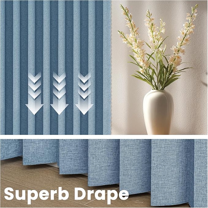 AJAZZ Blackout Accordion Door Curtain 98"x106" Blue - Image 6