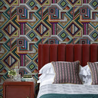 Retro Textured Peel and Stick Wallpaper Geometric Patchwork color Mosaic - Image 2