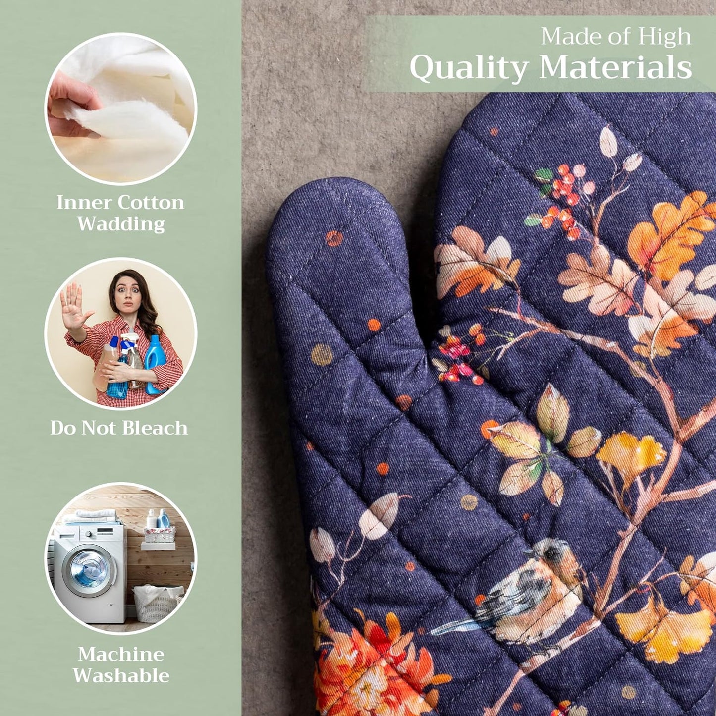 Maison d' Hermine Oven Gloves 100% Cotton Oven Mitt 7" x 13" with Loop Heat Resistant, BBQ, Cooking Gloves, Baking, Grilling, Kitchen, Handling Hot Pans (Pack of 1, Kelim - Infinity)