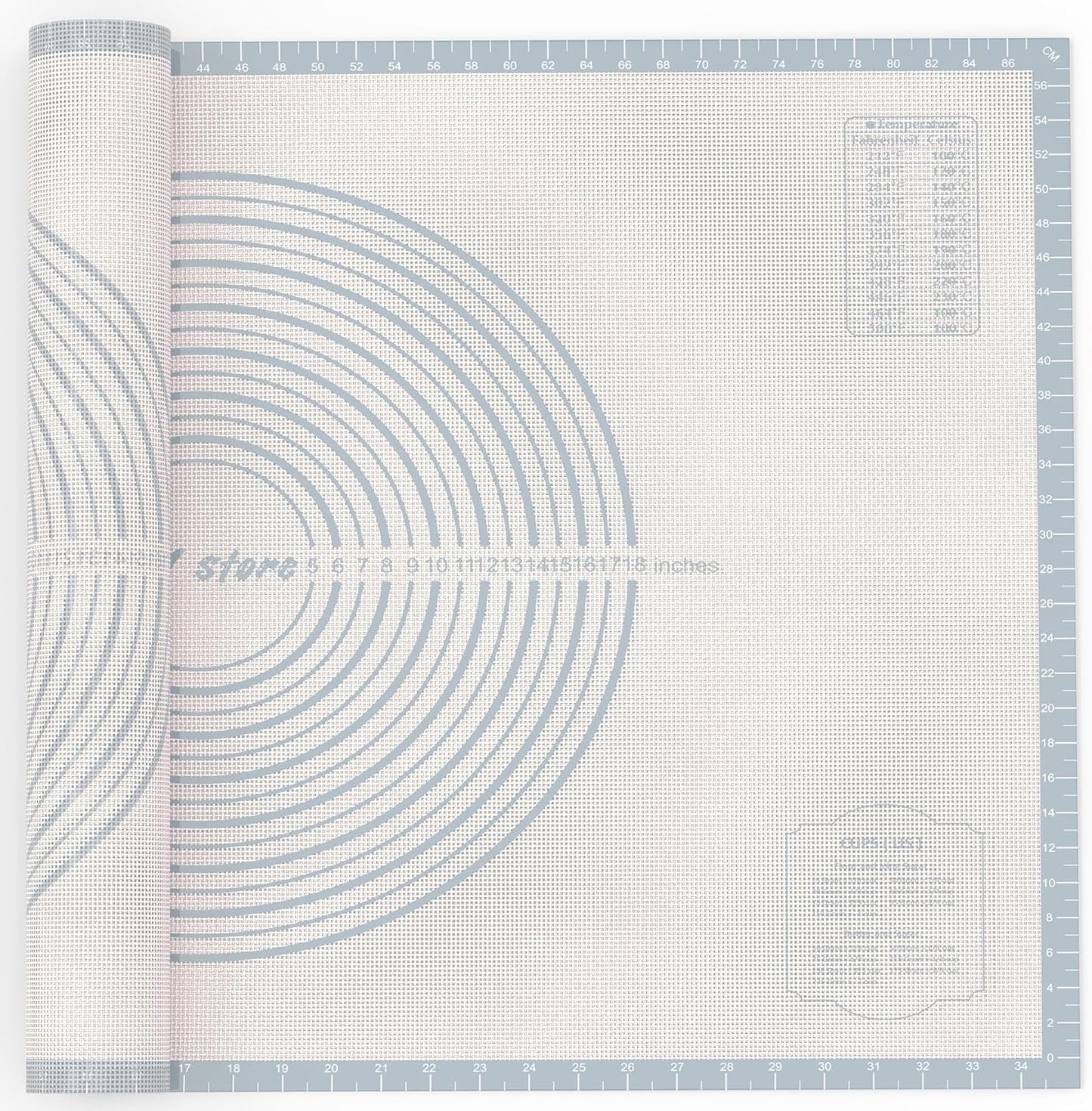 26 * 16 inches White grey, Non-Slip Silicone Baking Sheets - Baking Mat with 0.7mm Thickness - Non-Stick Pastry & Cookie Mat for Kitchen Counter for Rolling Out Dough with Measurements.