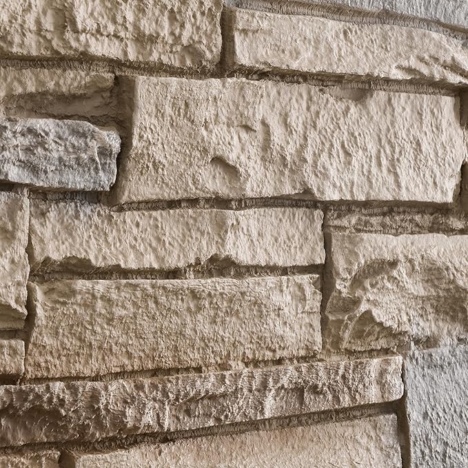 1.77 Inch Deep 3D Faux Stone Sample Panel Artisan Hand Painted Stacked Stone by Wallwell