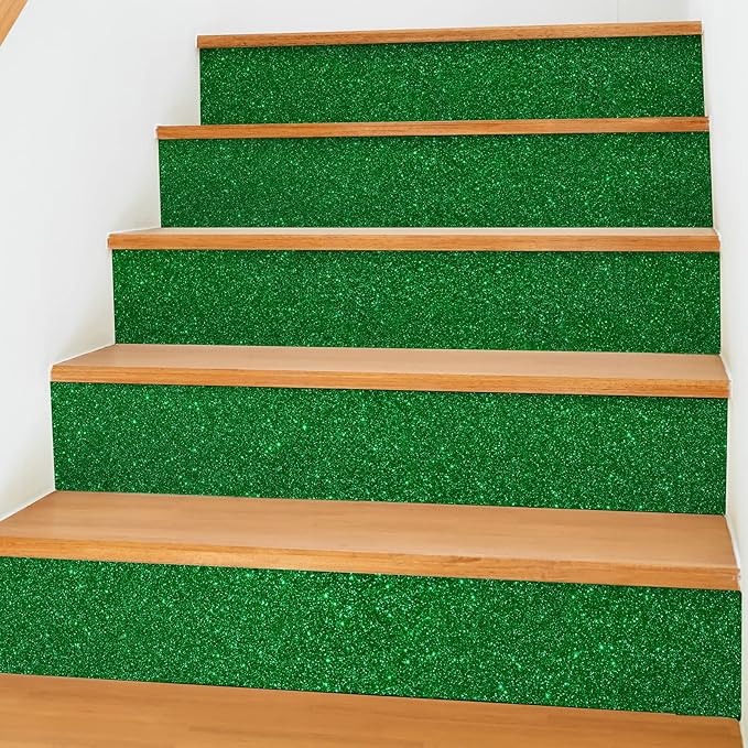 CHIHUT 15.7''x236'' Sparkly Green Glitter Wallpaper Stick and Peel Glitter - Image 3