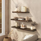 Floating Shelves Set of 2, Solid Elm Wood Wall Shelves 24 Inch - Image 5