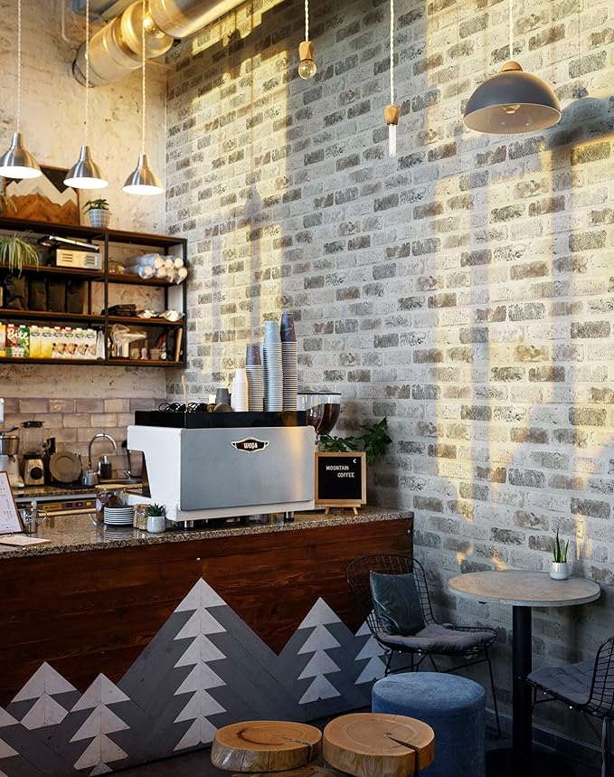 Guvana 17.3"×197" Brick Peel and Stick Wallpaper Grey Brown 3D Self Adhesive - Image 3