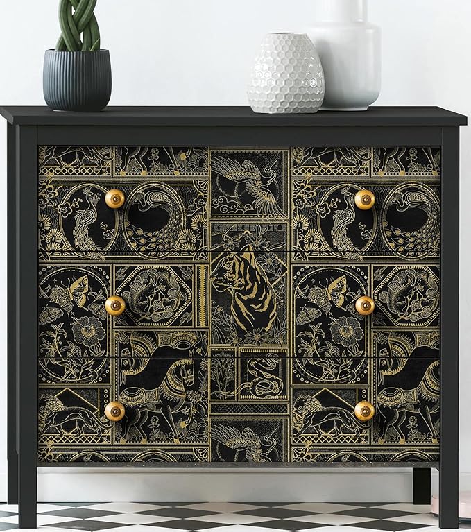 Erfoni Black and Gold Wallpaper Vintage Peel and Stick Wallpaper Special - Image 3