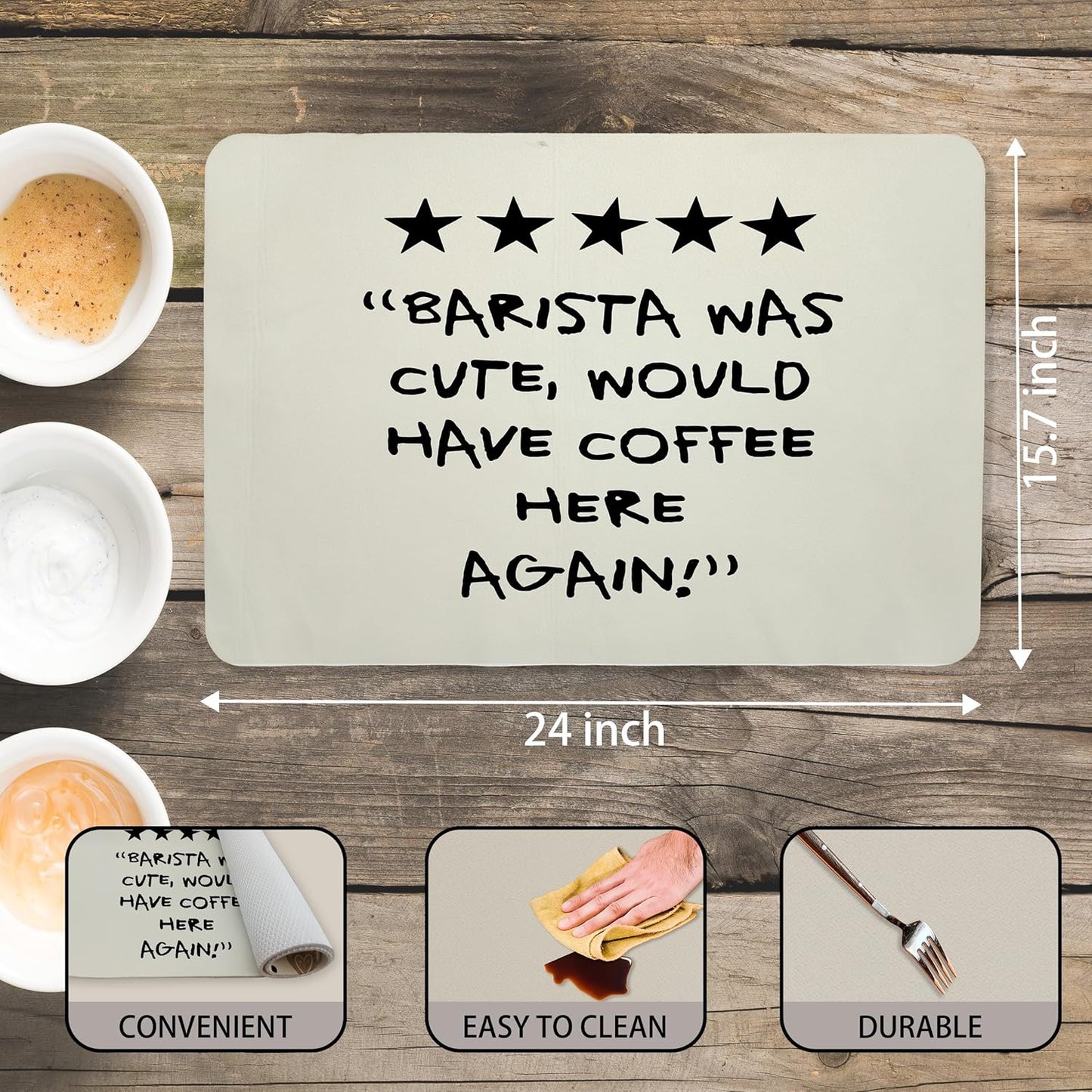 Barista Gifts Dish Drying Mat, Espresso Lovers Gifts Coffee Bar Mat for Countertops, Espresso Station Absorbent Dish Drying Mats for Kitchen Counter Coffee Maker, 16x24 Inch