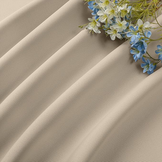 CUCRAF Light Beige Blackout Curtains 72 inch Length 2 Panels Set, Rod Pocket - Image 7