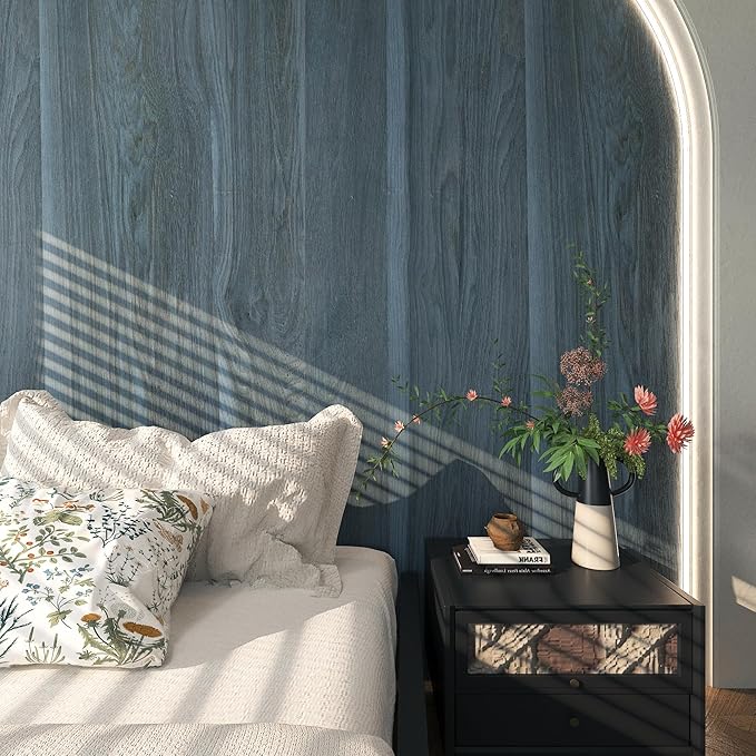 Bomeng Blue Wood Grain Contact Paper Grey Wood Look Wallpaper Peel and Stick - Image 6