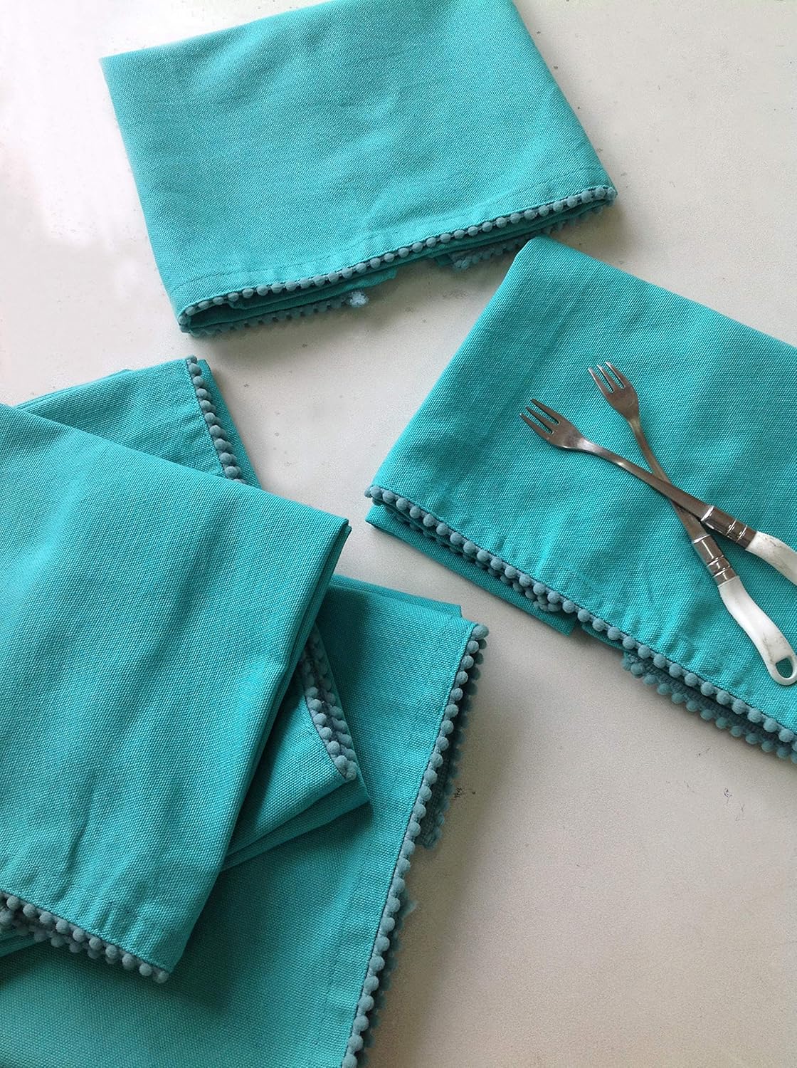 TARAN LIVING Teal Solid 18"x28" Pack of 6 Cotton Kitchen Towels