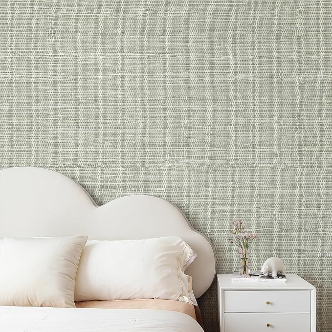 JiffDiff Grasscloth Wallpaper Peel and Stick Cream Grassweave Stick on - Image 5
