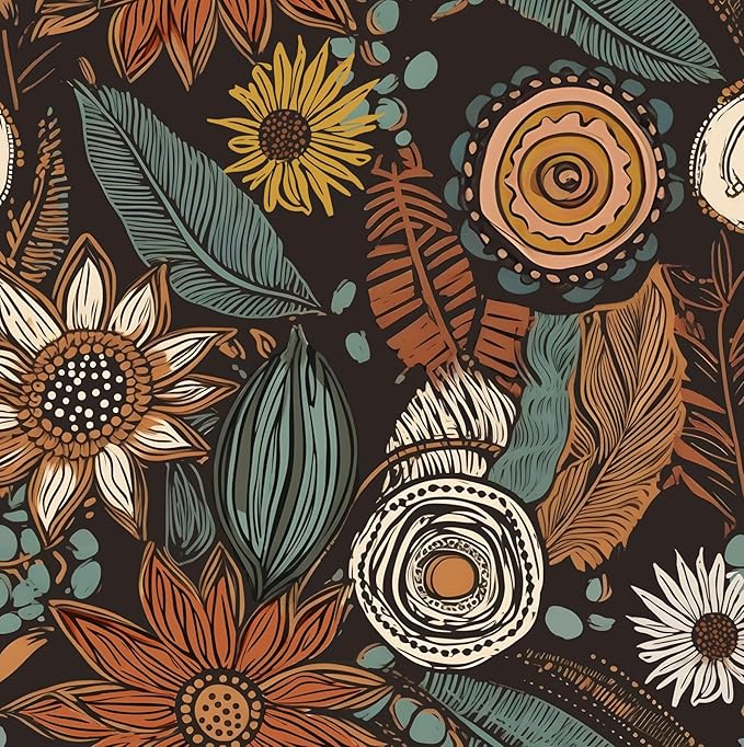 Laatse Boho Wallpaper Peel and Stick, Vintage Floral Contact Paper 17.5" x by Laatse
