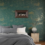 VEELIKE Distressed Teal Gold Metallic Wallpaper Peel and Stick Plaster Concrete - Image 2