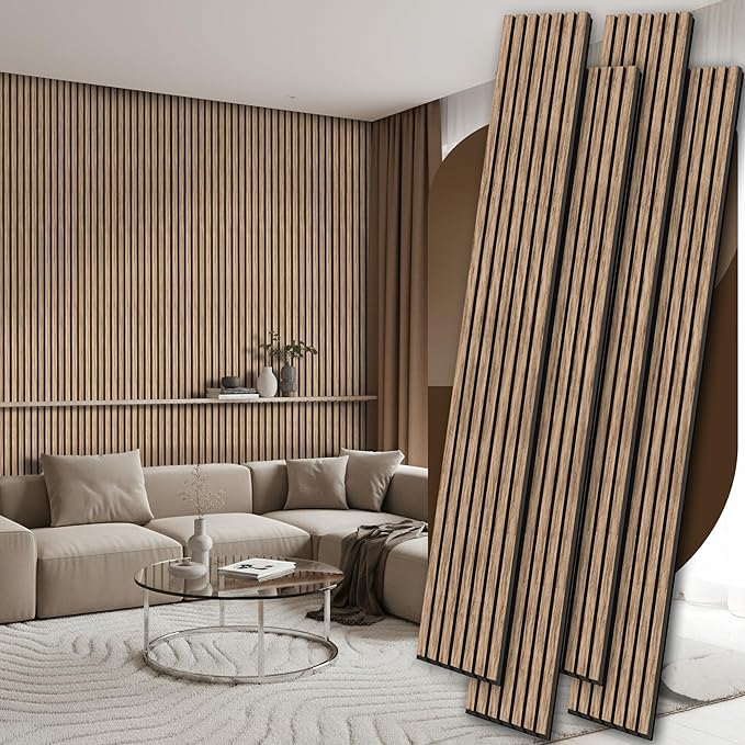 4 Pack Wood Panels for Wall, 106.3" × 11" Wood Slat Acoustic Panels for Wall by Ritollo