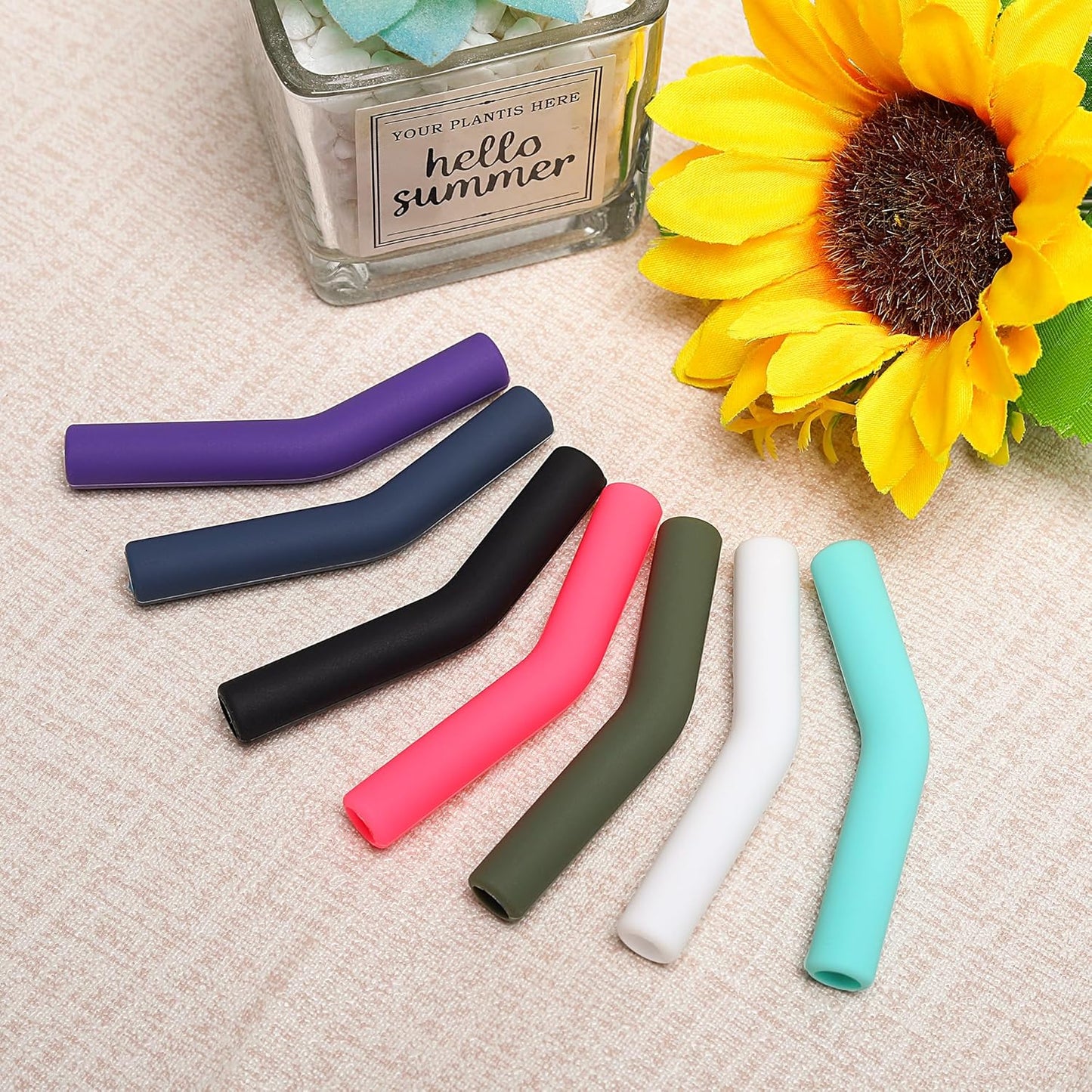 Zibtes-4PCS Silicone Straw Tips- Food Grade Rubber Metal Straws Tips Covers Only Fit for 1/3 Inch Wide(8MM Outdiameter) Stainless Steel Straw-Navy