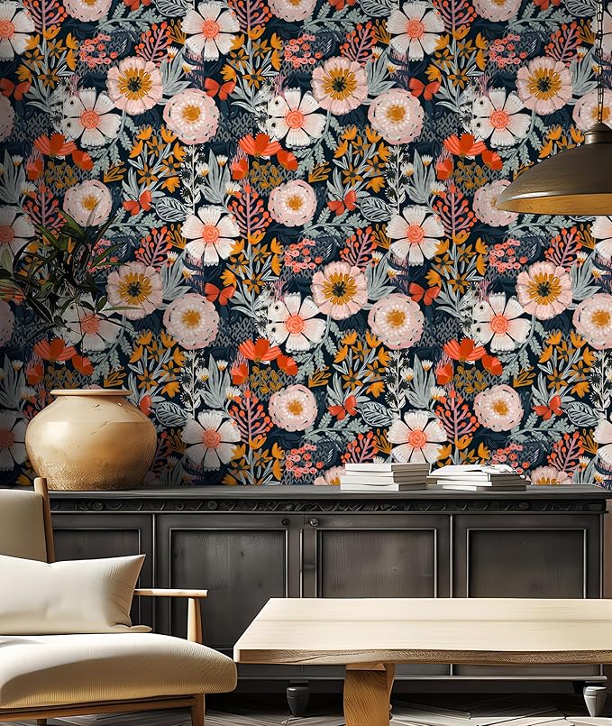 HAOKHOME Boho Peel and Stick Wallpaper Floral Wall Paper Removable - Image 5
