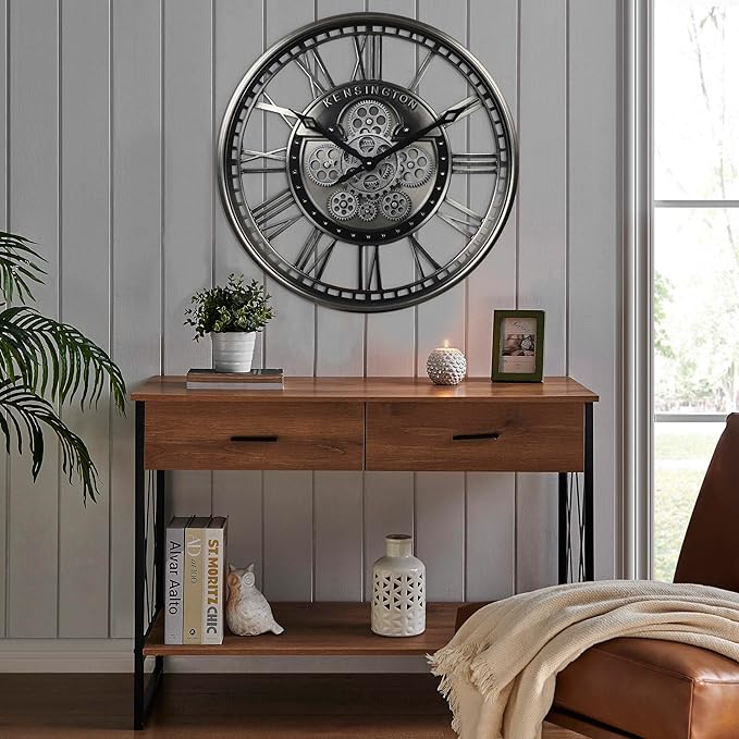 CLXEAST 21 Inch Modern Moving Gears Wall Clock - Image 7
