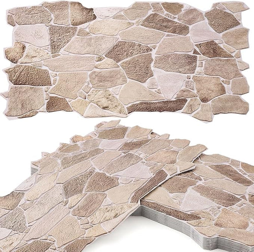 12 Pack 38.6" x 18.9" Peel and Stick 3D Faux Stone Wall Panels PVC Lightweight by Unknown