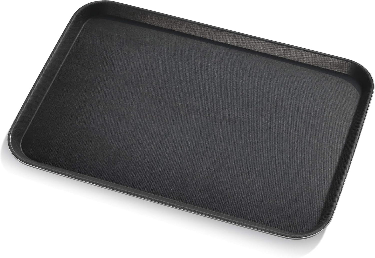 New Star Foodservice Restaurant Grade Non-Slip Tray, Plastic, Rubber Lined, Rectangular (Black, 18-Inch x 26-Inch)