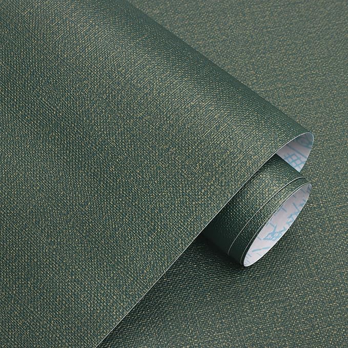 Guvana Grasscloth Peel and Stick Wallpaper Green/Gold Textured Contact Paper by Guvana