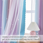 XiDi Girls Curtains for Bedroom, Princess Unicorn Wall Decals Pink 63 Inches - Image 2