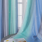XiDi Curtains for Bedroom Decor, Rainbow BluGrenGrey-34-96 - Image 6