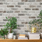 Guvana 17.3"×590" Brick Peel and Stick Wallpaper Grey Brown 3D Self Adhesive by Guvana