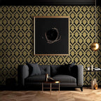 Peel and Stick Wallpaper Black and Yellow Damask Wallpaper - Image 4