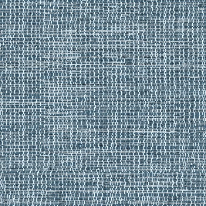 JiffDiff Grasscloth Wallpaper Peel and Stick 1181" x 17.3" Blue Cream by wallpaper