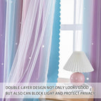 XiDi Curtains for Bedroom Decor, Rainbow Pink Purple/62/84 - Image 2
