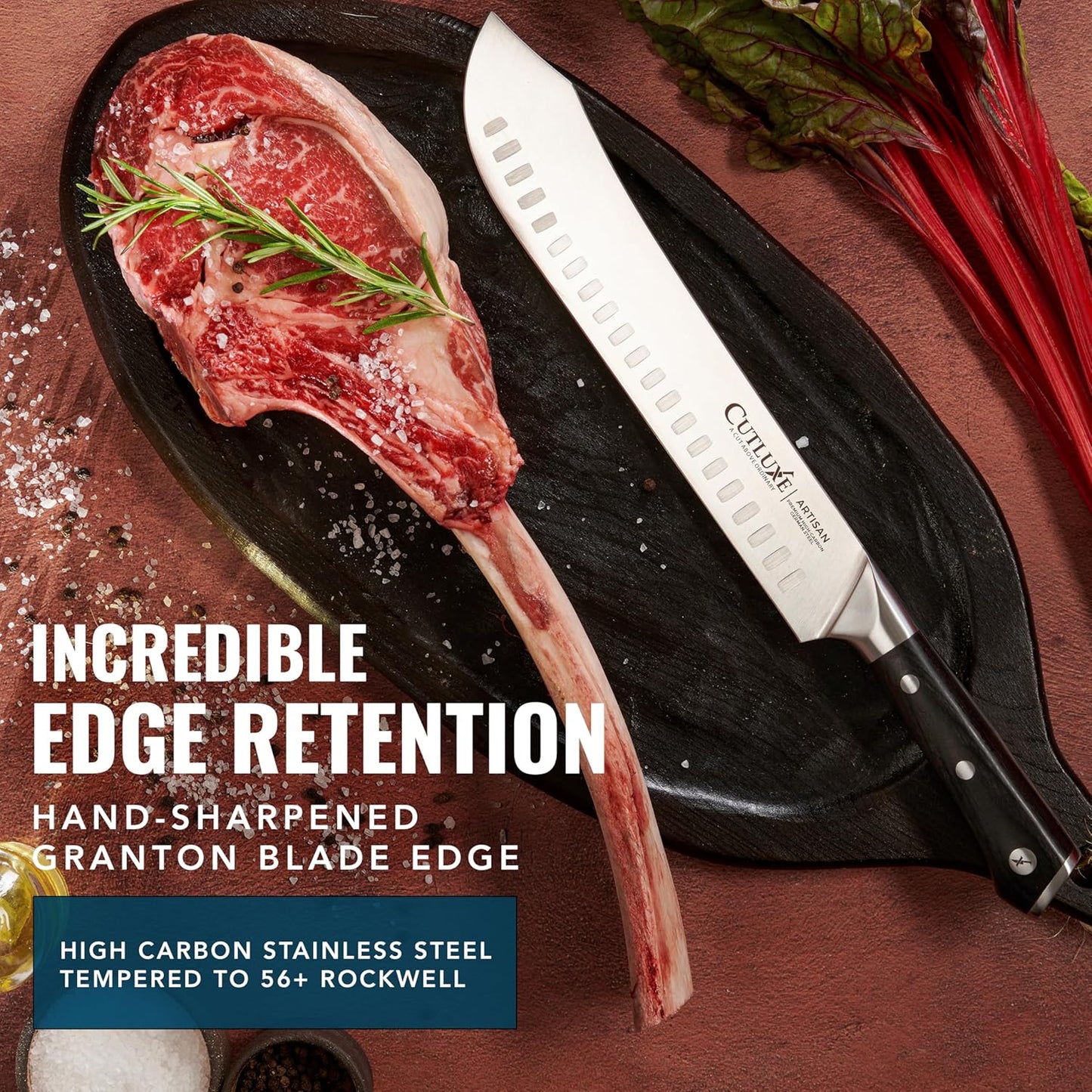 Cutluxe Butcher Knife – 10″ Bullnose Carving Knife, Forged High Carbon German Steel – Full Tang & Razor Sharp – Ergonomic Handle Design – Artisan Series