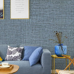 Blue Gray Grasscloth Peel and Stick Wallpaper 17.3"x160" Faux Linen Textured - Image 5