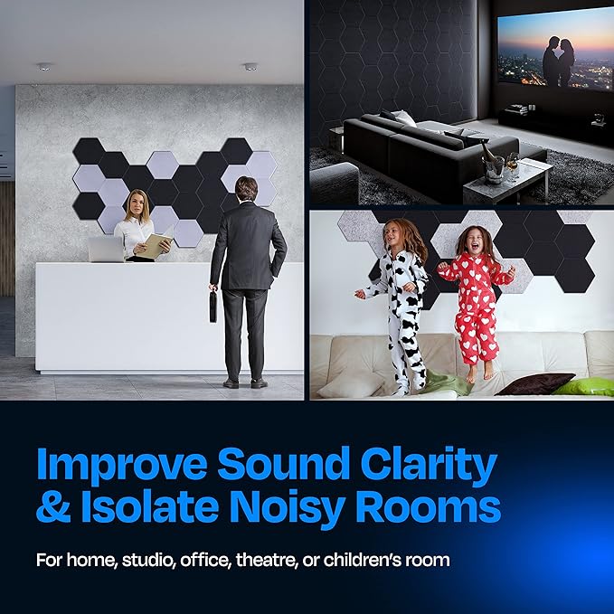 Acoustic Panels 12-Pack Soundproof Wall Panels 12"X10.4"X0.4" Sound Panels High - Image 4