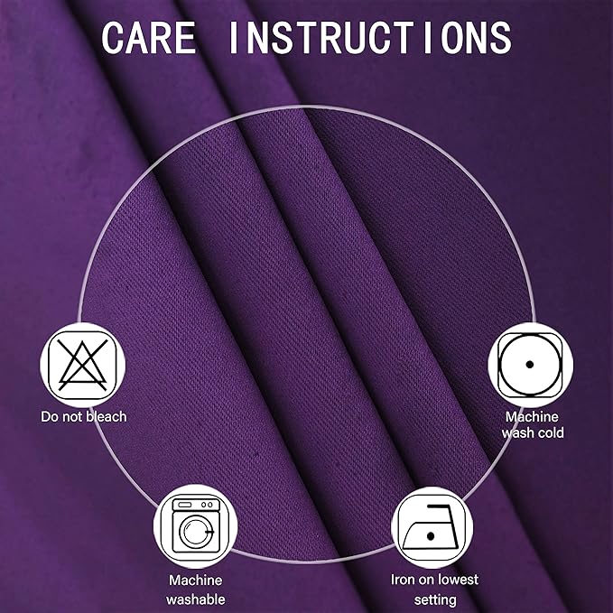 LEMOMO Blackout Curtains 52 x 63 inch/Purple Curtains Set of 2 Panels/Thermal - Image 4