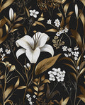 Laatse Black White Floral Wallpaper Peel and Stick, Dark Gold Vintage Contact by Laatse