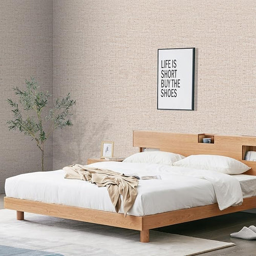 15.75"x393.7" Beige Wallpaper Peel and Stick Removable Grasscloth Textured Wall - Image 2