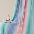 XiDi Curtains for Bedroom Decor, Rainbow Pinkgreen grey52/45 - Image 5