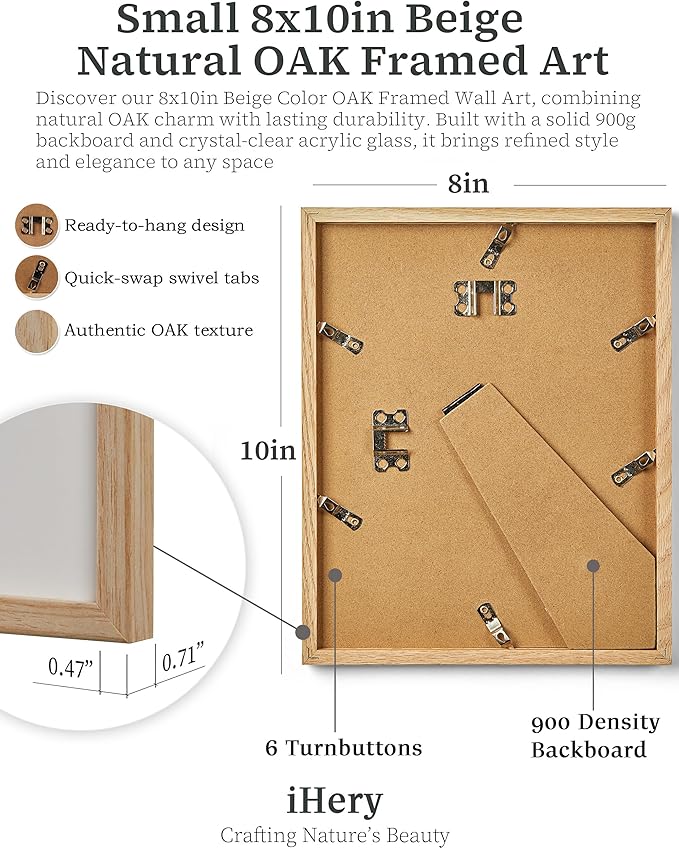 iHery Small Dolce Far Niente Framed Trendy NewsPaper Wall Art, Natural OAK Wood - Image 3