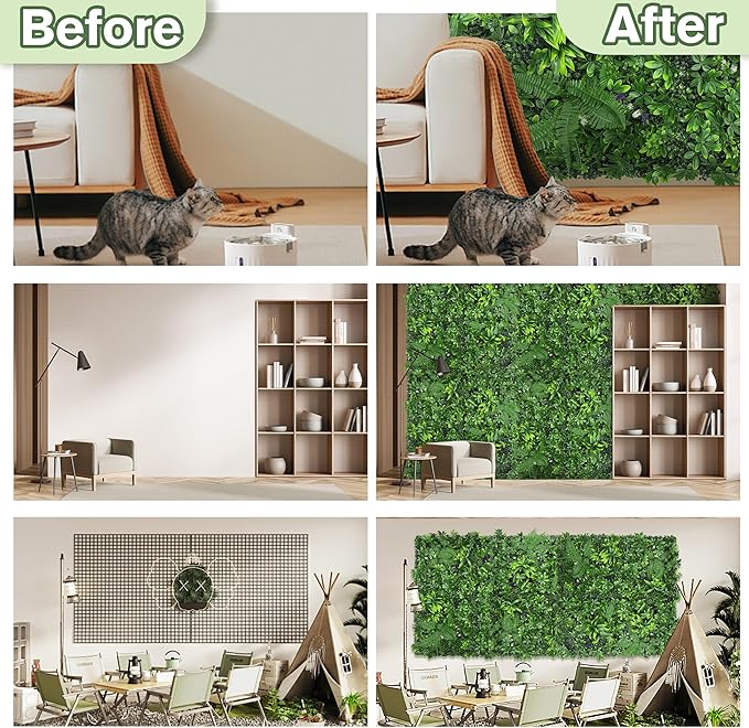 Artificial Green Boxwood Grass Wall Roll: 72"x144" UV Protected Ivy Privacy - Image 5