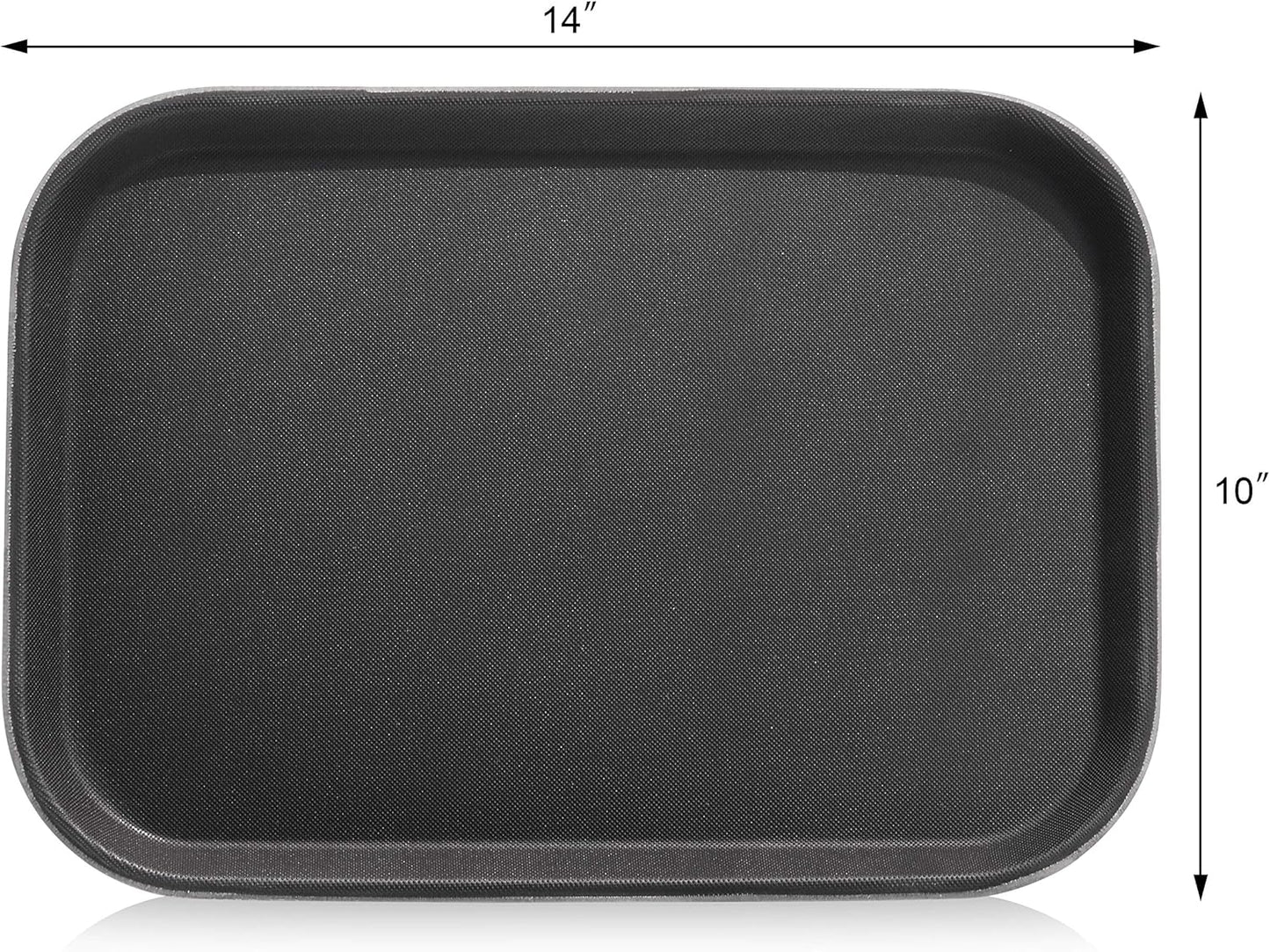 New Star Foodservice 24852 Restaurant Grade Non-Slip Tray, Plastic, Rubber Lined, Rectangular, 10-Inch x 14-Inch, Black