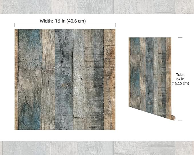 FLFK Peel and Stick Wallpaper Vintage Grey Wood Contact Paper - Image 2