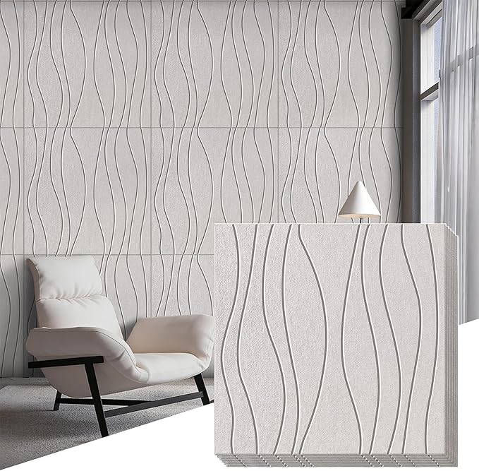 6 PCS Acoustic Panels, 23.6x23.6'' Self-Adhesive Soundproof Wall Panels by PERPE