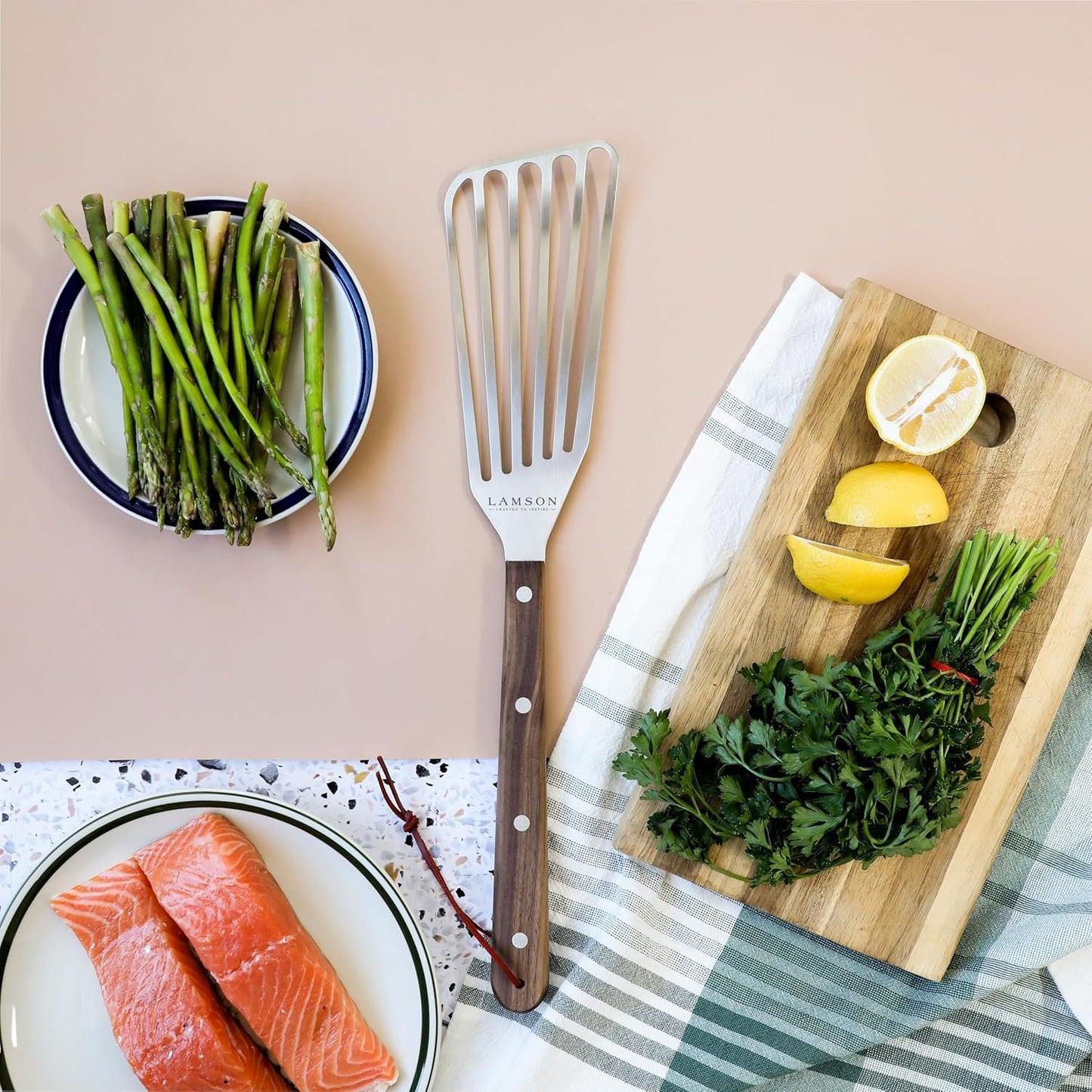 Lamson Premier 20" Walnut BBQ Slotted Fish and Vegetable Turner