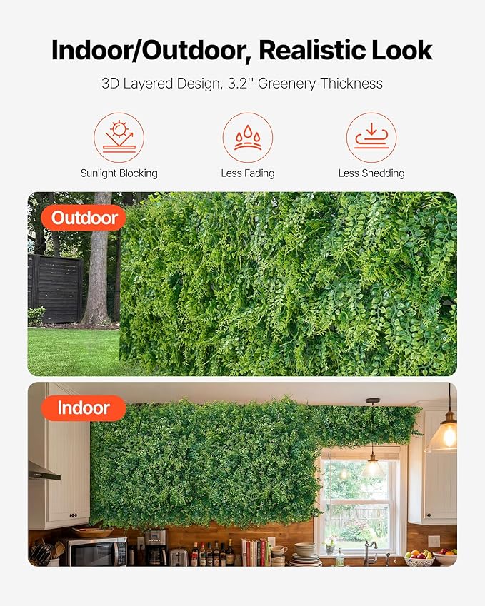 VEVOR Artificial Plant Wall, Sun Protection Greenery Backdrop Privacy Hedge - Image 5