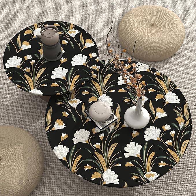Laatse Black Gold Peel and Stick Wallpaper White Floral Contact Paper 17.5in x - Image 6