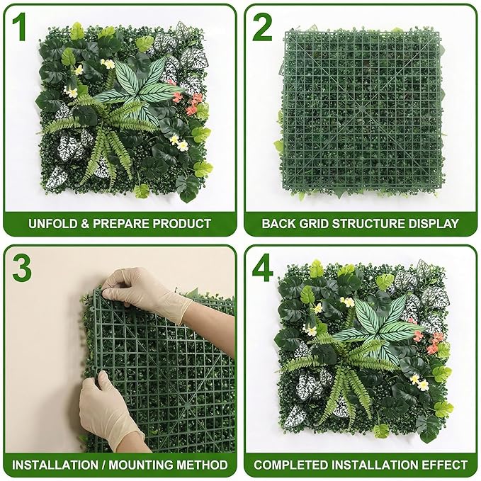6 Pack 20"x20"Grass Wall Panels-Artificial Boxwood Panels - Image 4