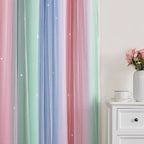 XiDi Curtains for Bedroom Decor, Rainbow Pink GreenBlue34/45/1 - Image 2