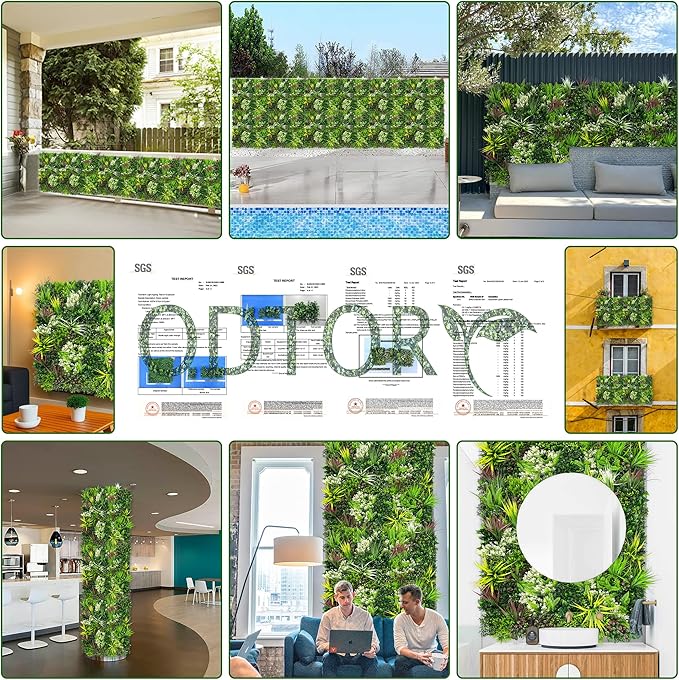 ODTORY Artificial Plant Wall Panels: 20"×20" 4P UV-Anti Faux Grass Wall - Image 6