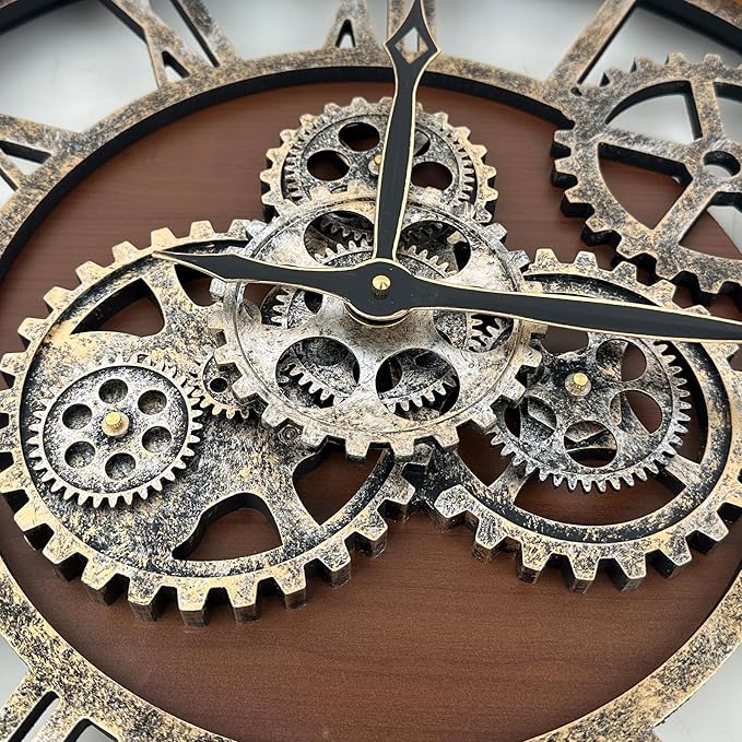 The B-Style Large Wall Clock 24 inch Moving Gear Wall Clock Oversized Vintage - Image 4