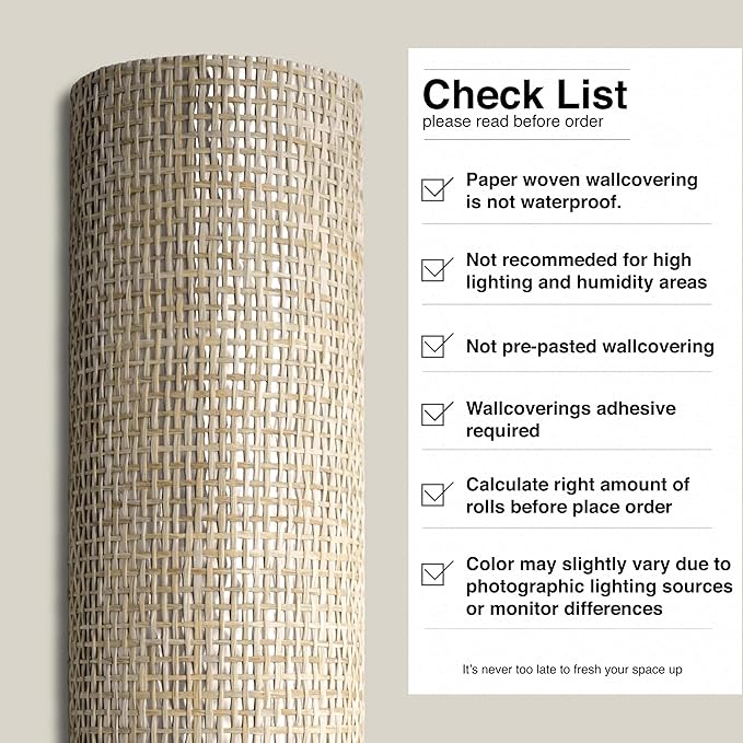 Ansehan Wallcovering W030106 EnvyCollection 36" W x 8 Yard L, Natural Paper - Image 8