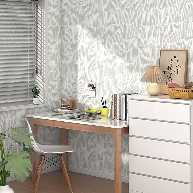 Theper Green Wallpaper 17.3"×78.8" Modern Striped Peel and Stick Wallpaper Boho - Image 6